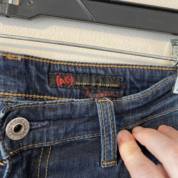 AG Adriano Goldschmied The Club Flare Jeans Women’s 27 R Blue Dark Wash Low Rise - Picture 3 of 8